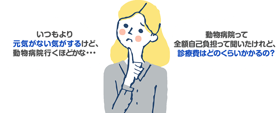 いつもより元気がない気がするけど、動物病院へ行くほどかな。動物病院って全額自己負担って聞いたけれど、診療費はどのくらいかかるの？